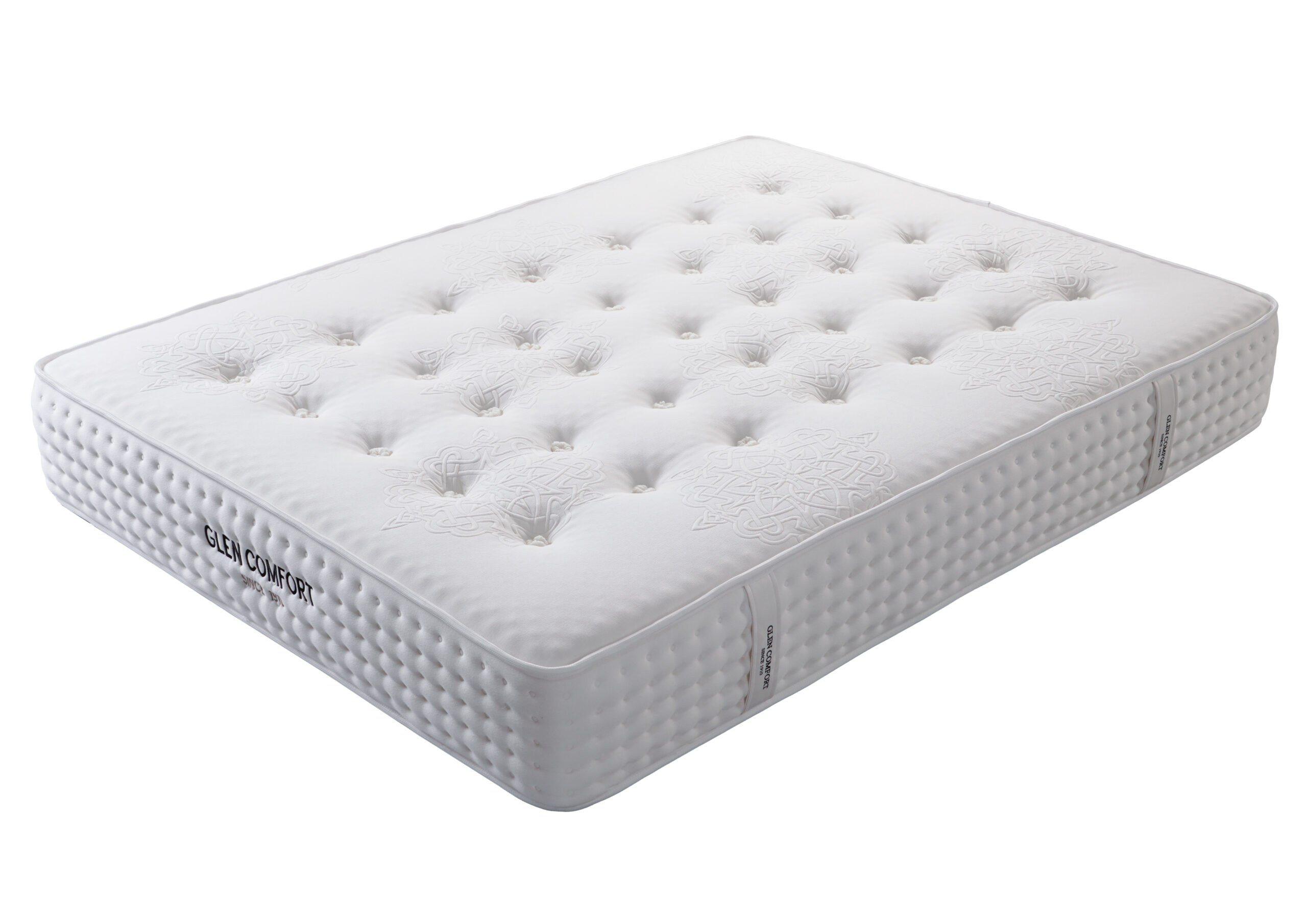 White button-tufted Glen mattress, view 5