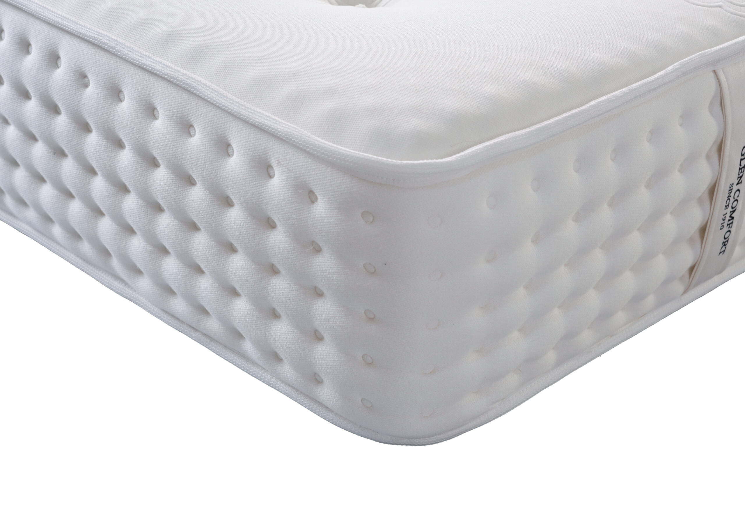 White button-tufted Glen mattress, view 3